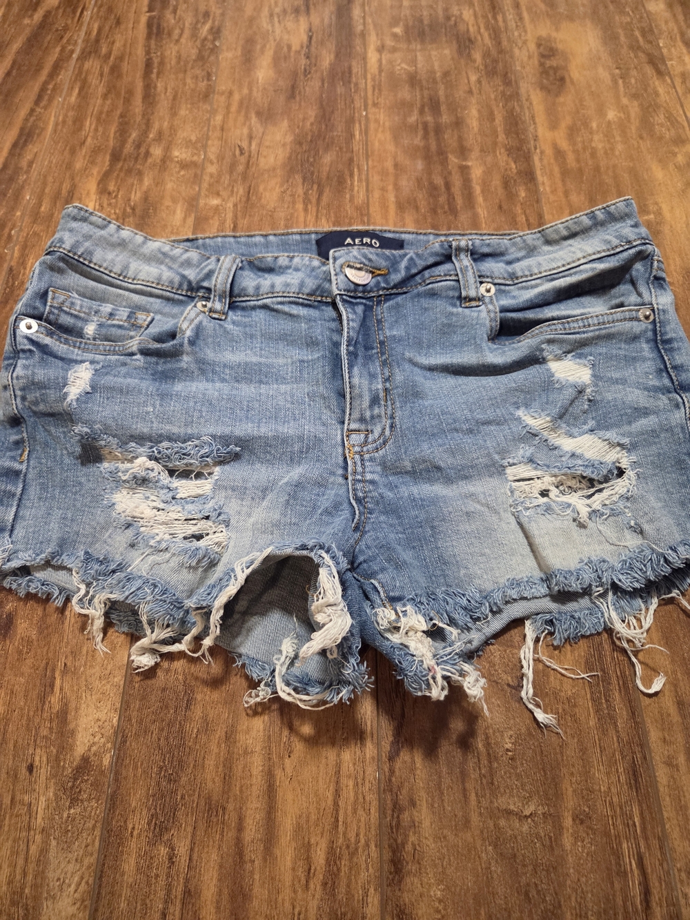 Aero Light Blue Distressed Denim Jean Shorts - Women's